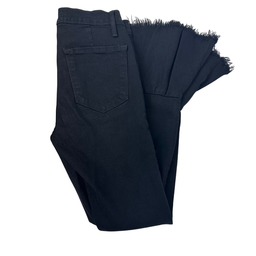 Frame Denim Womens Le Skinny de Jeanne Fringe Flounce Hem Crop Black Jeans 25
